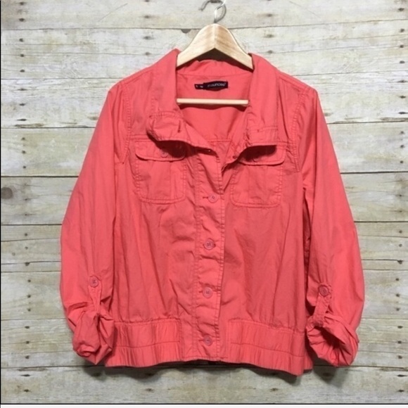 Maurices Lightweight 3/4 sleeve Coral buttoned Jacket plus size 14 - Picture 2 of 6